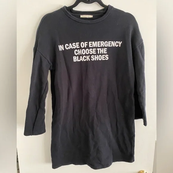 Zara | Dresses | In Case Of Emergency Choose The Black Shoes Zara  Sweatshirt Dress | Poshmark
